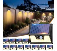 vighep Solar Lights Outdoor Motion Sensor- Led Security Lights IP65 Waterproof, 3 Lighting Modes, Warm White Super Bright Pir Flood Lights for Wall Garden Fence Yard Driveway Path - 12 Pack