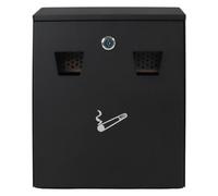 Vigil Black Wall-Mounted Cigarette Bin - Lock Key & Stubbing Plate Included