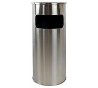Vigil Combined Litter & Cigarette Bin - Brushed Stainless Steel - 10L & 1.8L Capacity