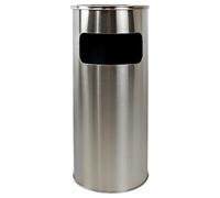 Vigil Combined Litter & Cigarette Bin - Brushed Stainless Steel | Outdoor Ashtray for Commercial Use, 10-litre Capacity with Removable Liner
