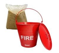 Vigil Fire Safety Kit - Galvanised Red Metal Bucket with Lid & 12.5kg Sand Bag - Fast Response Small Fire Suppression, Flammable Liquid Spill Control - Garage & Industrial Use