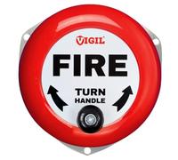 Vigil Manual Rotary Fire Alarm Bell for Indoor & Outdoor Fire Safety Use | Emergency Alarm Fire Bell with Up to 60dB Sound, Effective Up to 35 Metres, Wall Mountable, No Power Source Required