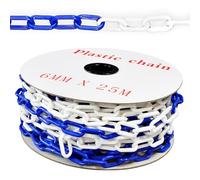 Vigil Plastic Barrier Chain for Safety Control - Barrier Fencing for Queue Management - Chain Link Fencing for Temporary Barriers - Safety Barrier with High Visibility - 25m - Blue & White