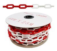 Vigil Plastic Barrier Chain for Safety Control - Barrier Fencing for Queue Management - Chain Link Fencing for Temporary Barriers - Safety Barrier with High Visibility - 25m - Red & White