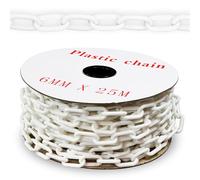 Vigil Plastic Barrier Chain for Safety Control - Barrier Fencing for Queue Management - Chain Link Fencing for Temporary Barriers - Safety Barrier with High Visibility - 25m - White