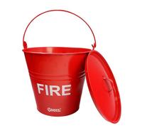 Vigil Red Fire Bucket with Lid - Galvanised Metal Bucket with Handle - 10L | 10 Litre Capacity Fire Safety Bucket for Storing Sand & Other Spillage Absorbent Materials for Emergency Fire Response