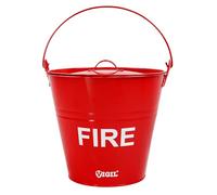 Vigil Red Fire Bucket with Lid - Galvanised Metal Bucket with Handle - 10L