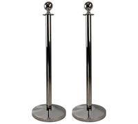 Vigil VIP Rope Barrier Post x 2 (Pair) - Silver