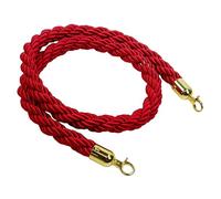 Vigil VIP Rope Barrier - Red Twisted Rope, Gold Hooks - 1.5 Metre