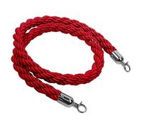 Vigil VIP Rope Barrier - Red Twisted Rope, Silver Hooks - 1.5 Metre