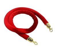 Vigil VIP Rope Barrier - Red Velvet Rope, Gold Hooks - 1.5 Metre