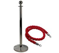 Vigil Vip Rope Barrier Starter Kit (Single) - Silver - 1X Luxury Post & Twisted Rope
