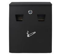 Vigil Wall Mounted Cigarette Bin with Lock - Black | Outdoor Ashtray for Commercial Use, Wall Mounted Ashtrays for Outside Areas, Wall Ashtray with Stubbing Plate