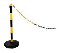 Vigil Warning Post & Base - Black & Yellow - Pack of 1 with 5 Metre Chain