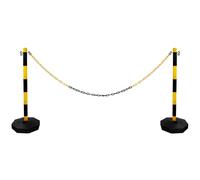 Vigil Warning Post & Base - Black & Yellow - Pack of 2 with 5 Metre Chain