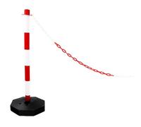 Vigil Warning Post & Base - Red & White - Pack of 1 with 5 Metre Chain