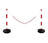 Vigil Warning Post & Base - Red & White - Pack of 2 with 5 Metre Chain