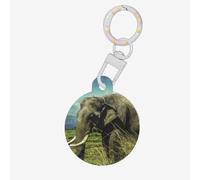 Vigilant Ash Elephant Print Round Acrylic Pet Tag, Dog Neck Pendant Tags for Pets Circular Dog Cat Collar Name Tags