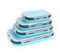 VIGIND Set of 4 Collapsible Foldable Silicone Food Storage Containers,Ktichen Collapsible Storage Bowls with Airtight Plastic Lids for Leftover, Silicone Lunch Box-Microwave,Dishwasher,Freezer Safe