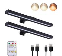 VIGMOJ 2Pack Wireless Picture Light, Dimmable Painting Light with Remote Control, 16inch Rechargeable Dartboard Light with 3 Modes and Timer for Wall Artwork Gallery Pictures