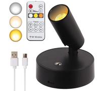 VIGMOJ Wireless LED Spotlight, Rechargeable Floor Uplighting Indoor, Battery Operated Picture Light with Remote Timer and Dimmable Accent Spot Lights Stick on Wall Light for Plants Pictures Artwork