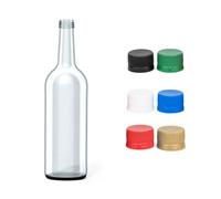 Vigo Presses 24 x 750ml Round Clear Mineral Water Juice Bottles for Homemade Drinks with Recyclable Screw Caps (Black Caps)