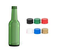 Vigo Presses 48 x 250ml Round Green Mineral Water Juice Bottles for Homemade Drinks with Recyclable Screw Caps Available in Green, Red, White, Gold, Black, Green & Blue… (Black Caps)