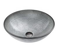 VIGO VG07053 16.5" -16.5" W -5.5" H Handmade Glass Round Vessel Bathroom Sink in Simply Silver Finish