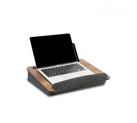Vigo Wood Laptop Lap Desk with Cushion, Portable Bed Couch Tray Table for Home Office, Built-in Wrist Rest for Tablet Notebook (Walnut-Black)