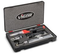 VIGOR Plastic Repair Kit, 134-piece V3551N, 50 W, for Quick and Stable Repairs, incl. Stainless Steel Clips, Welding rods and Reinforcement grids