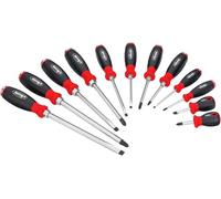 VIGOR Screwdriver Set V5010/12, 12 Pieces, with Impact Cap and Drive Square, Phillips PH and Slotted Profile, Hexagonal Blade
