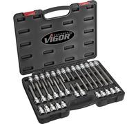 Vigor V1917 Torx Screwdriver Socket Assortment Set, 1/2"