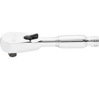 Vigor V4944-XS Reversible Ratchet (6.3 mm (1/4 Inch) Square, Extra Short: Only 95 mm, Robust and Easy to Clean Solid Steel Design, Fine Toothed: 72 Teeth) Silver