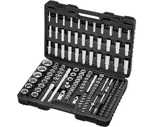 Vigor V5461 Socket Wrench Set, 133 Tools, 1/4 Inch Square Drive, 3/8 Inch, 1/2 Inch and Bit Set, in Durable Tool Case, Assorted Sizes