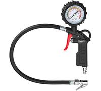 ViGOR V6905 tire pressure gauge - Fine inflation lever for targeted dosing, graduation: 0.1 bar - Rubber coated pressure gauge for protection against light impacts