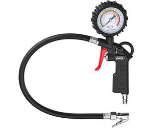 ViGOR V6905 tire pressure gauge - Fine inflation lever for targeted dosing, graduation: 0.1 bar - Rubber coated pressure gauge for protection against light impacts