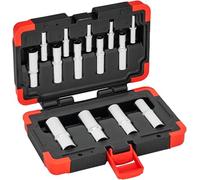 ViGOR V7014 T Socket Set 14-Piece 1/4, 3/8, 1/2 Inch Hollow Square Drive, E-Profile E4 - E24, for Precise Work in Hard-to-Reach Areas