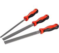 Vigor Wooden File Set V1886/3, 3 Pieces, Flat, Half Round, Round, Cut 2, Ergonomic Handles, for Precise Woodwork in Workshop, Craft, Industry