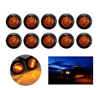 VIGORFLYRUN PARTS LTD 10pcs 3 LED 3/4" Round Side Marker Indicators Light, 12V Front Rear Indicator Tail Light Signal Light for Car Bus Truck Trailer Lorry Clearance Lights - Amber