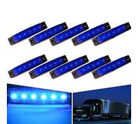 VIGORFLYRUN PARTS LTD 10x 6 LED 3.8" Side Marker Clearance Light Blue Trailer Lights, for 24V Truck Bus Boat Cab RV Lorrieds SUV External Lights