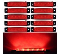 VIGORFLYRUN PARTS LTD 10x 6 LED 3.8" Side Marker Clearance Light Red Trailer Lights, for 12V Truck Bus Boat Cab RV Lorrieds SUV External Lights