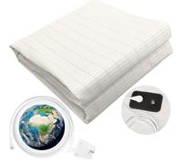 VigorGround Grounding Bed Sheet King Size with 10% Silver Fiber & 15ft UK Plug - Conductive Sheet for Better Sleep, Anti-Static, White 152x203cm