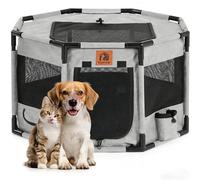 Vigormar Enclosed Pet Playpen, Portable Cat Puppy Playpen with Sturdy PVC Pipe Frame and Scratch-Resistant Fabric, Soft Kennel Crate Fence for Pet Indoor Outdoor Use (Large Size, 114x114x61 cm)