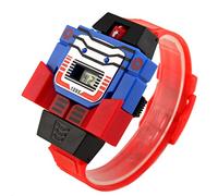 VIGOROSO Boys Children Kids Digital Pu Watch Transformers Bumblebee Cartoon Wristwatch (Red Band)