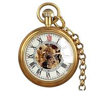 VIGOROSO Classic Mechanical Pocket Watches for Men Pocket Watch with Chain, Skeleton, Retro
