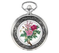 VIGOROSO Men Pocket Watch with Chain Analog Pocket Watch Necklace for Women, Flower3_White