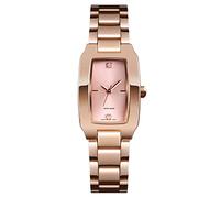 VIGOROSO Square Watches for Women, Women's Wristwatches, Ladies Waterproof Stainless Steel Analog Small Dainty Gold Watch for Women, Rose gold, Quartz Movement
