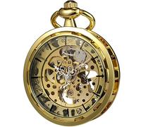 VIGOROSO Vintage Pocket Watch with Chain Mechanical Pocket Watches for Men, All Gold, Retro