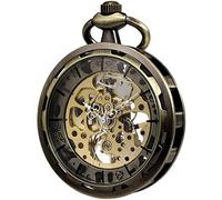 VIGOROSO Vintage Pocket Watch with Chain Mechanical Pocket Watches for Men, Bronze, Retro
