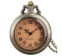 VIGOROSO Vintage Quartz Pocket Watch for Men Flip Cover Retro Steampunk Design Pocketwatch with Necklace Christmas Birthday Gift for Women Dad Grandpa Grandma Gifts for him her, 1 Cover & Arabic NO.